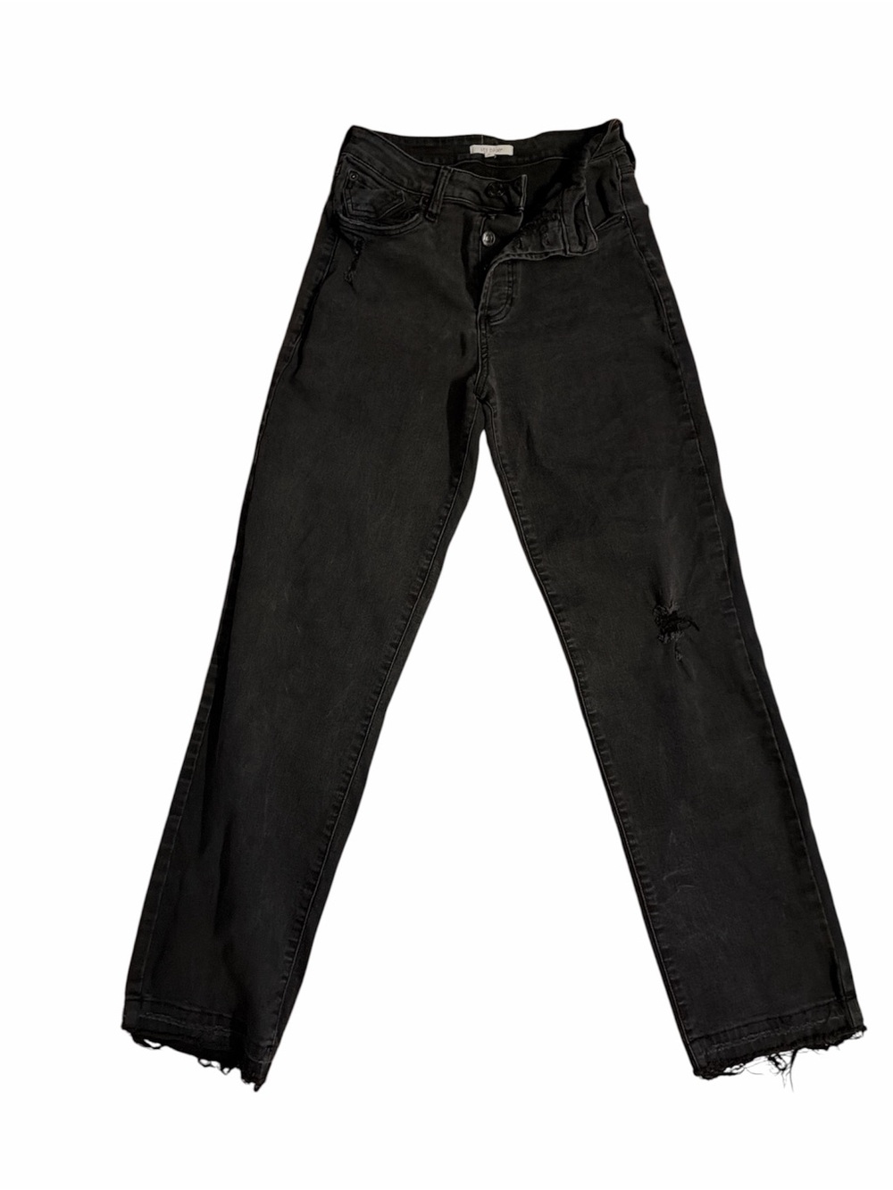 STS Blue Women's Black Straight-Leg Jeans with Knee Distress